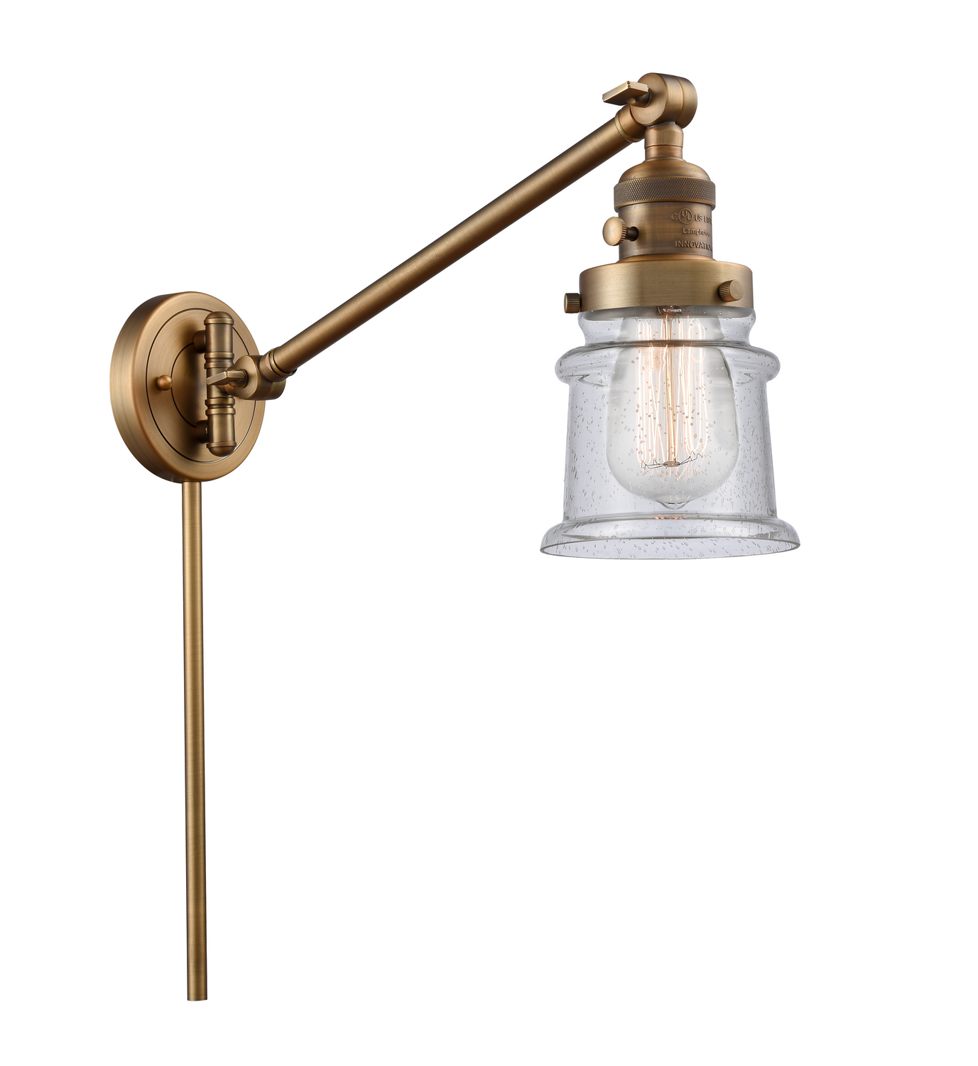 One Light Swing Arm by Innovations - Franklin Restoration Collection, Brushed Brass Finish - 237-BB-G184S