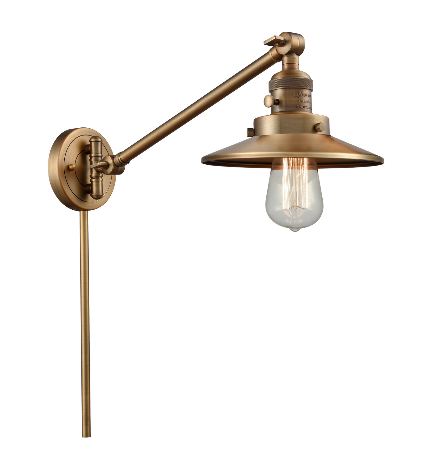 One Light Swing Arm by Innovations - Franklin Restoration Collection, Brushed Brass Finish - 237-BB-M4-BB