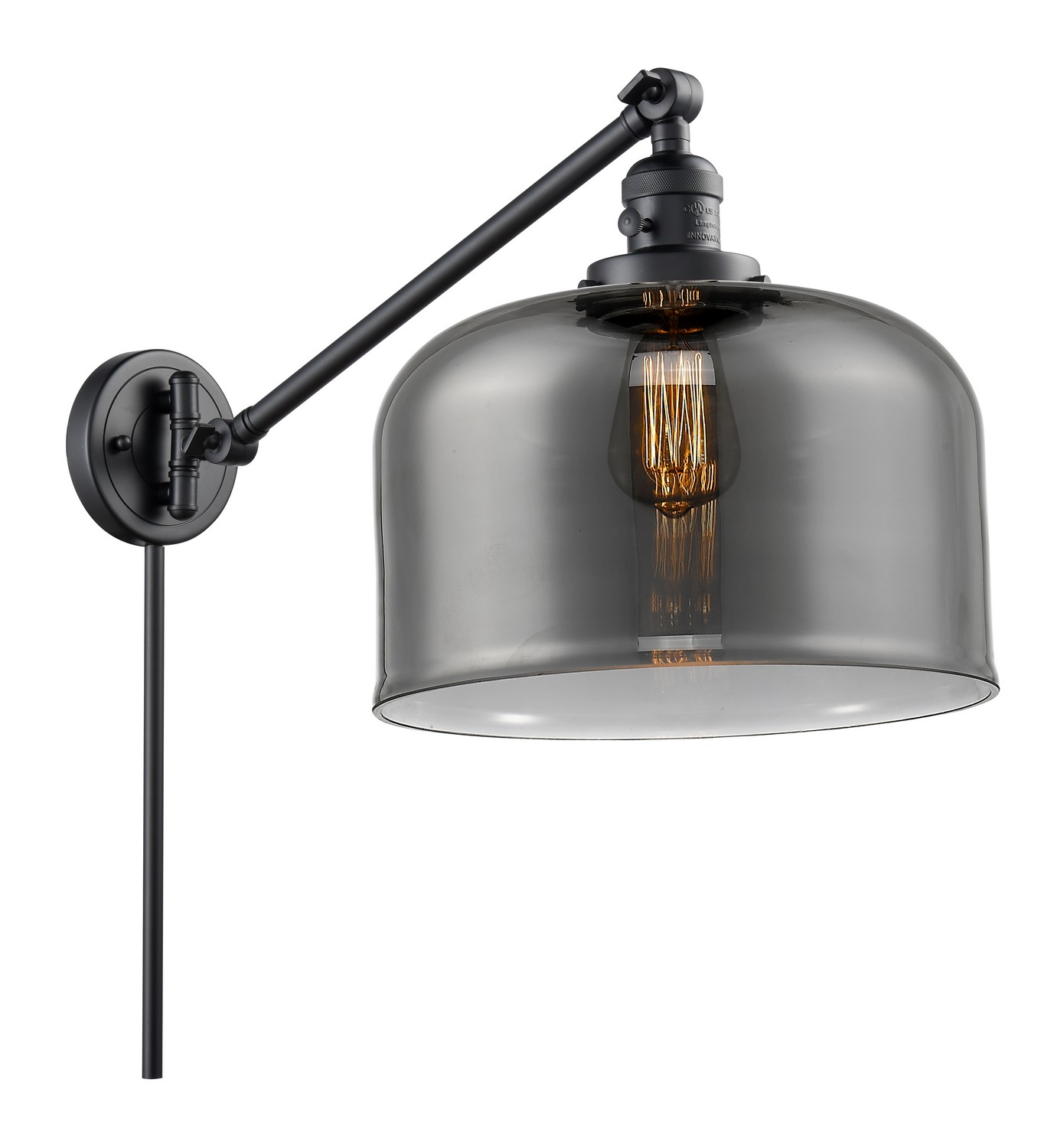 One Light Swing Arm by Innovations - Franklin Restoration Collection, Matte Black Finish - 237-BK-G73-L
