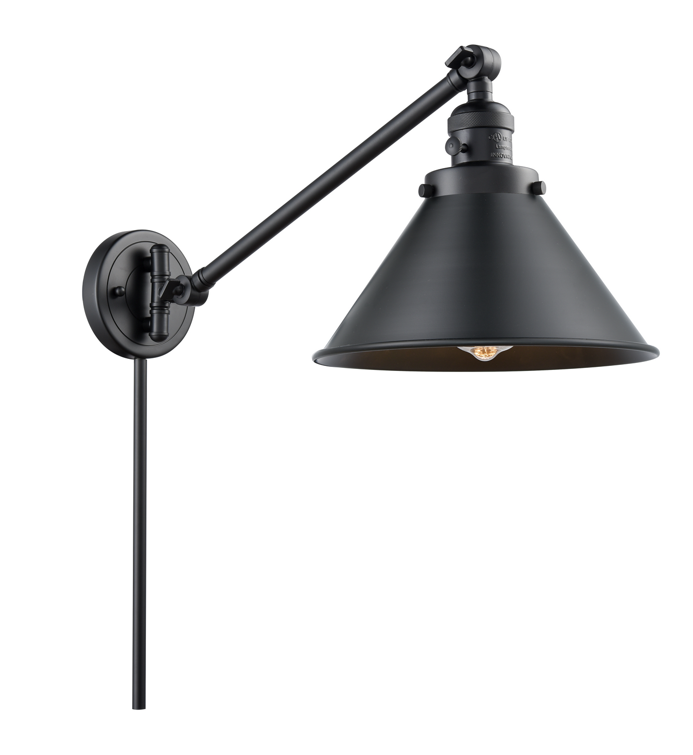 One Light Swing Arm by Innovations - Franklin Restoration Collection, Matte Black Finish - 237-BK-M10-BK