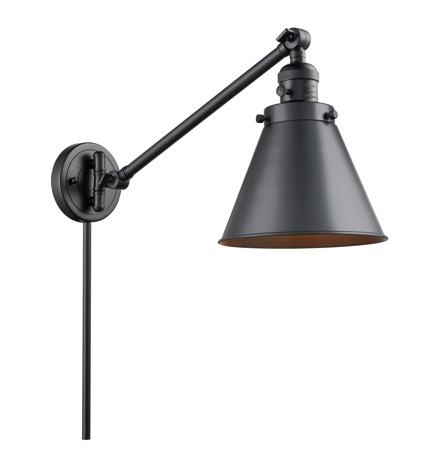 One Light Swing Arm by Innovations - Franklin Restoration Collection, Matte Black Finish - 237-BK-M13-BK
