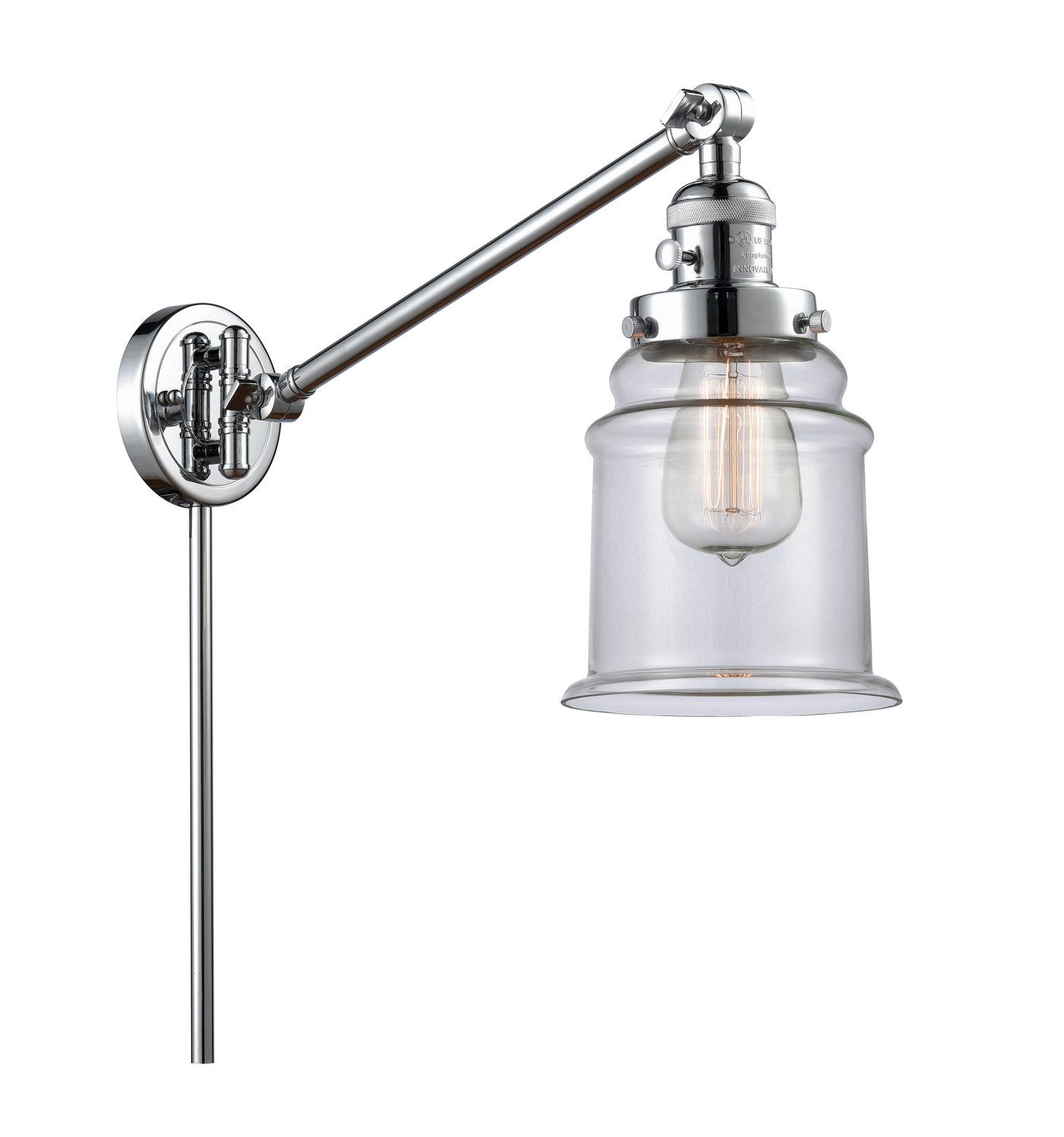 One Light Swing Arm by Innovations - Franklin Restoration Collection, Polished Chrome Finish - 237-PC-G182