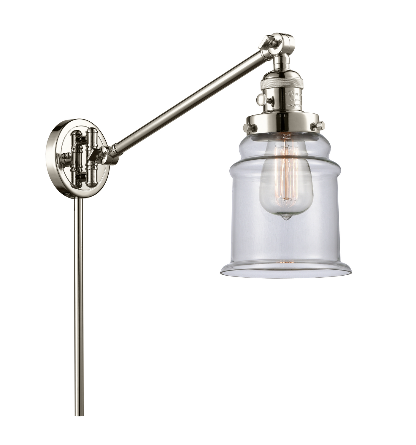 One Light Swing Arm by Innovations - Franklin Restoration Collection, Polished Nickel Finish - 237-PN-G182