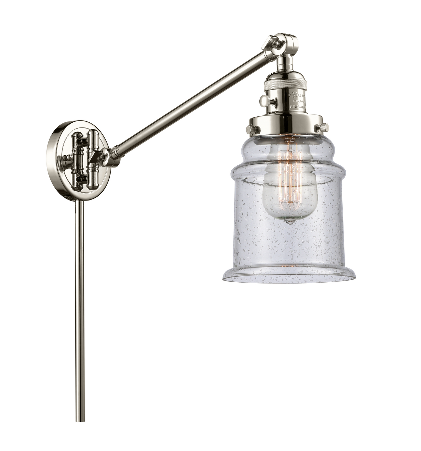 One Light Swing Arm by Innovations - Franklin Restoration Collection, Polished Nickel Finish - 237-PN-G184