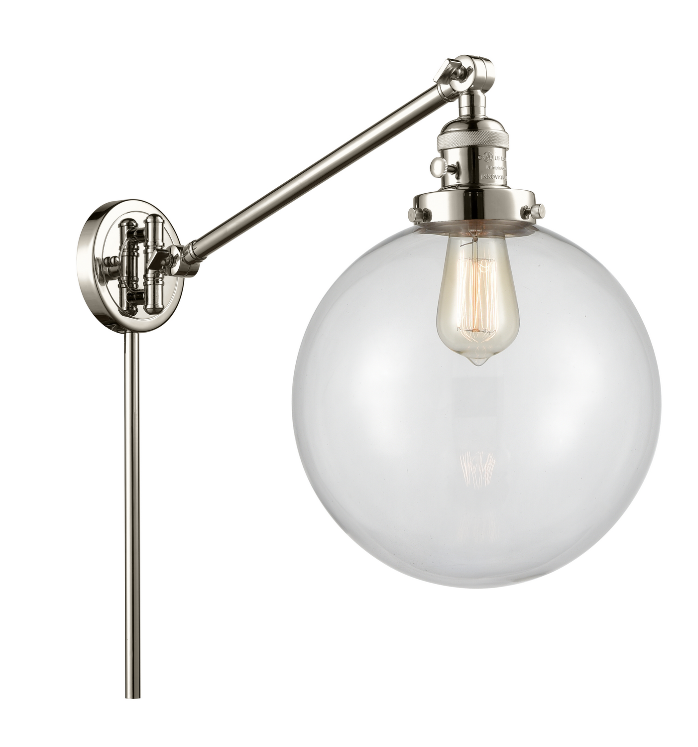 One Light Swing Arm by Innovations - Franklin Restoration Collection, Polished Nickel Finish - 237-PN-G202-10