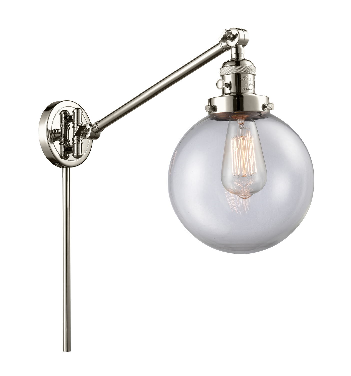 One Light Swing Arm by Innovations - Franklin Restoration Collection, Polished Nickel Finish - 237-PN-G202-8