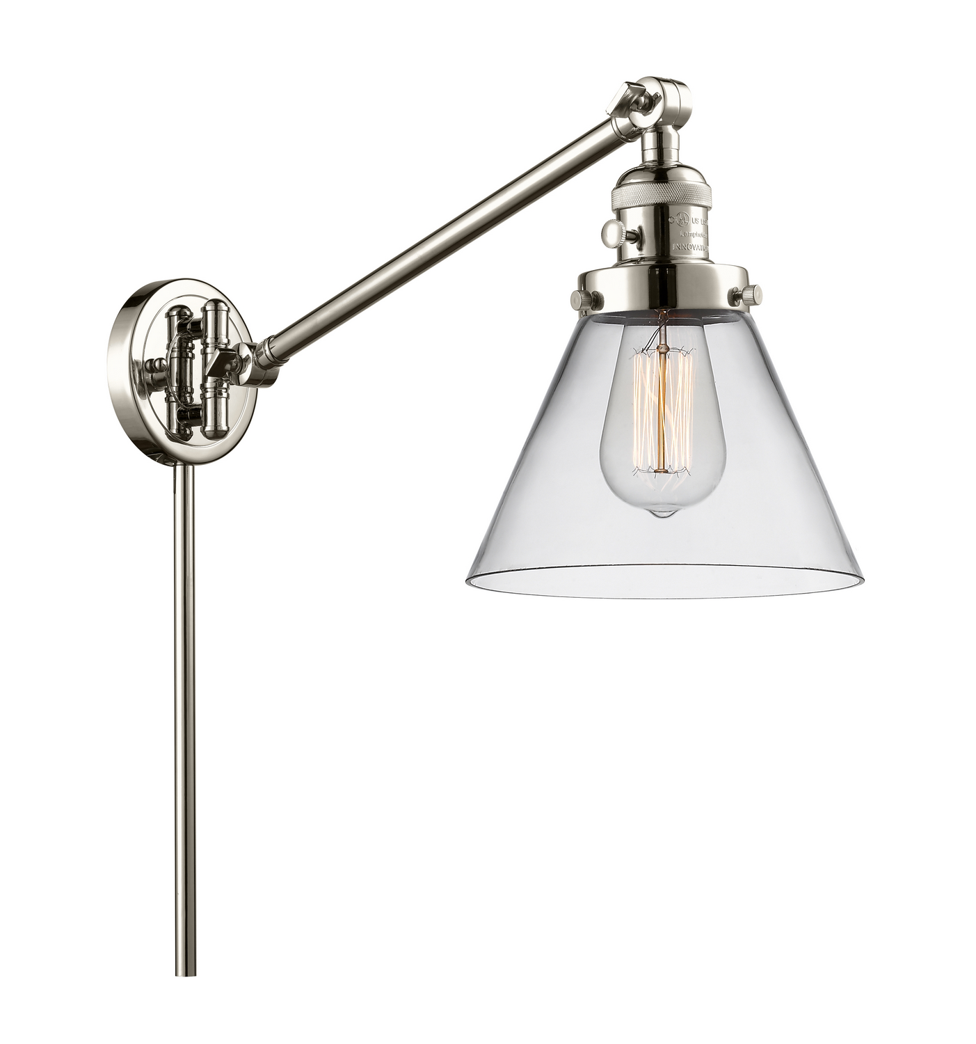 One Light Swing Arm by Innovations - Franklin Restoration Collection, Polished Nickel Finish - 237-PN-G42