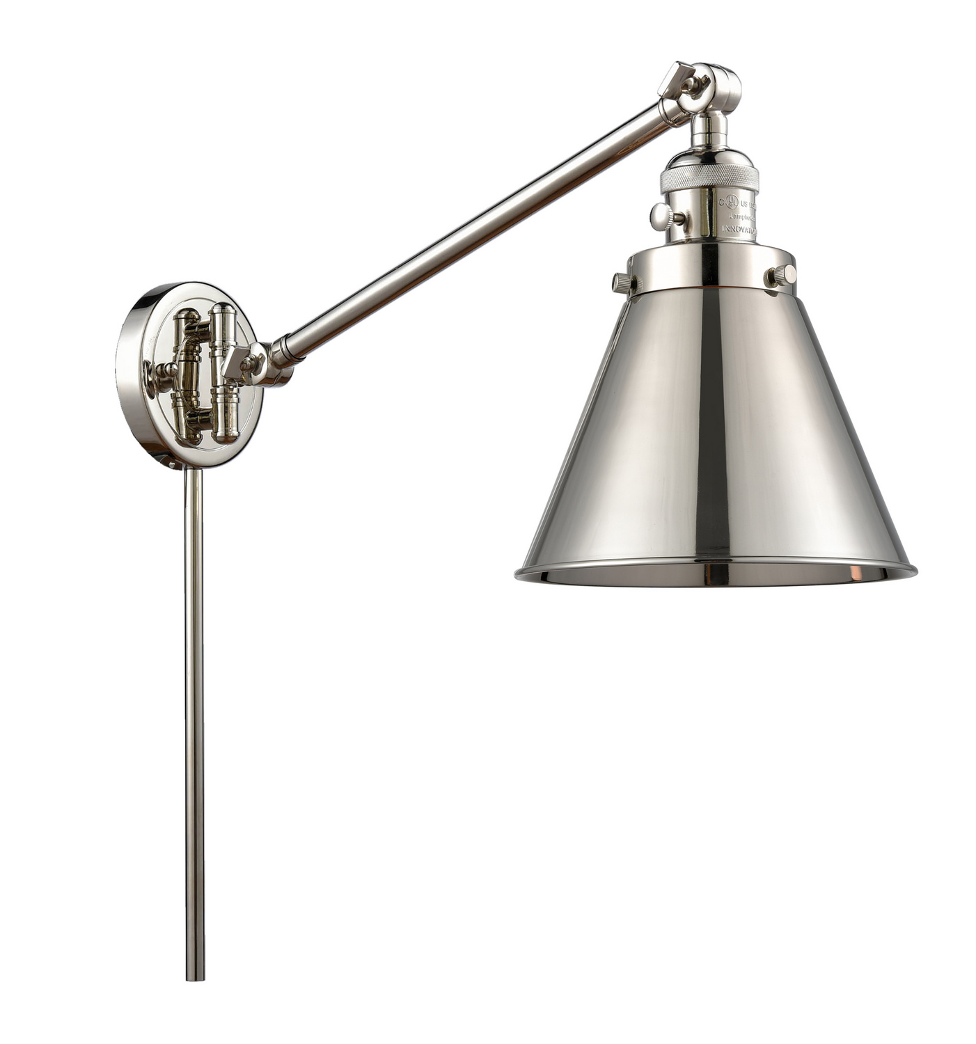 One Light Swing Arm by Innovations - Franklin Restoration Collection, Polished Nickel Finish - 237-PN-M13-PN