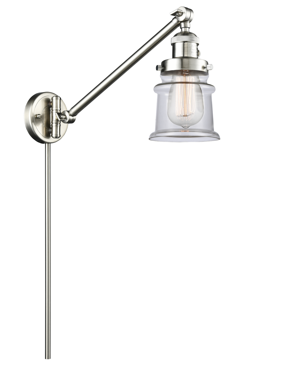 One Light Swing Arm by Innovations - Franklin Restoration Collection, Brushed Satin Nickel Finish - 237-SN-G182S