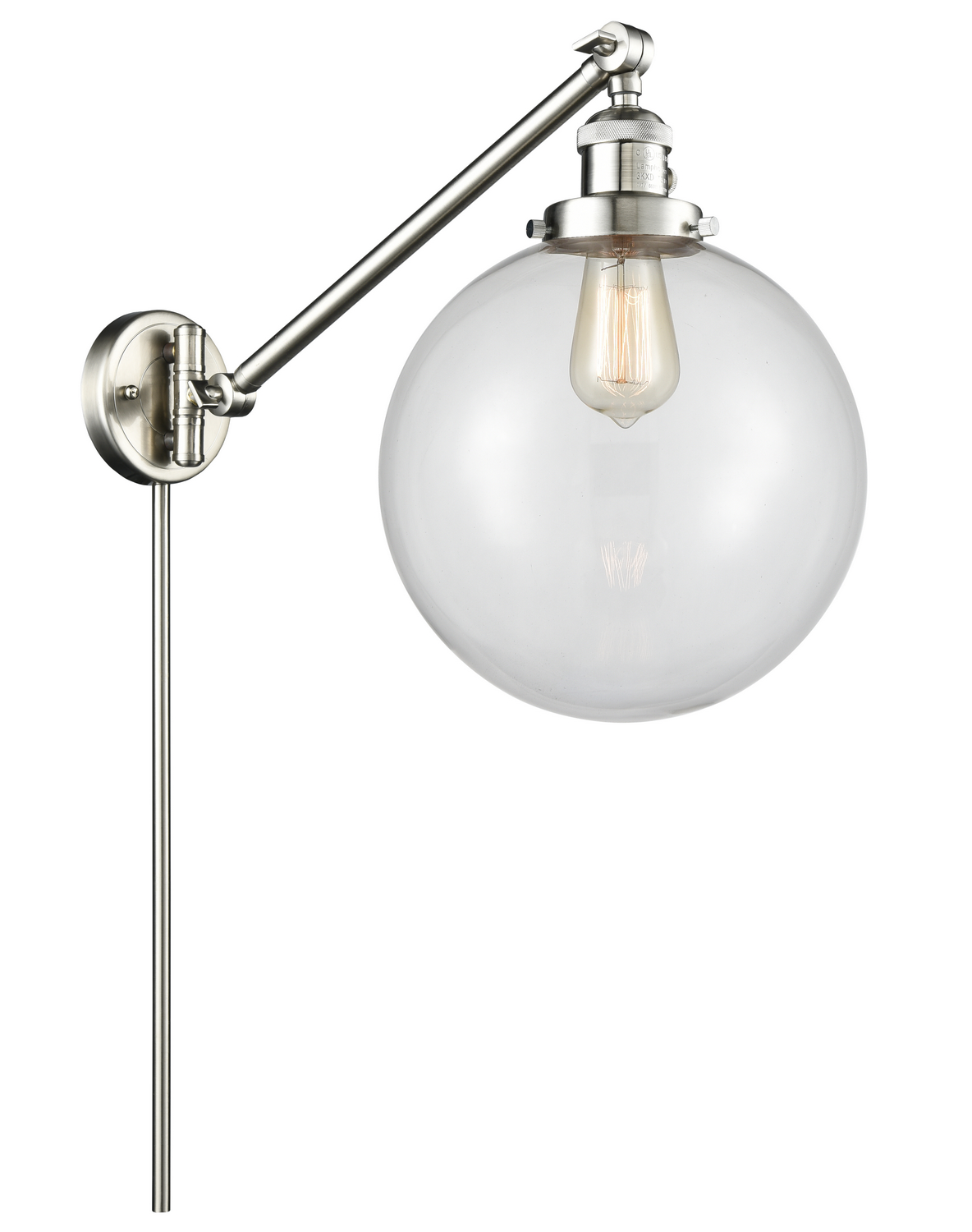 One Light Swing Arm by Innovations - Franklin Restoration Collection, Brushed Satin Nickel Finish - 237-SN-G202-10