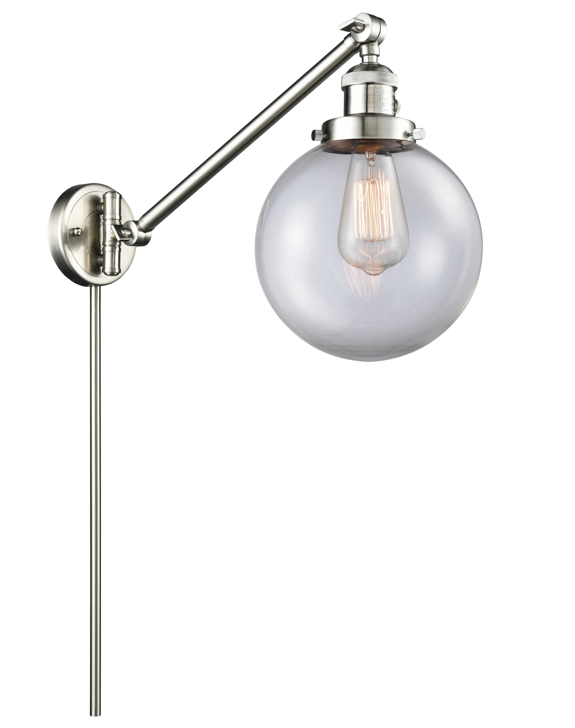 One Light Swing Arm by Innovations - Franklin Restoration Collection, Brushed Satin Nickel Finish - 237-SN-G202-8
