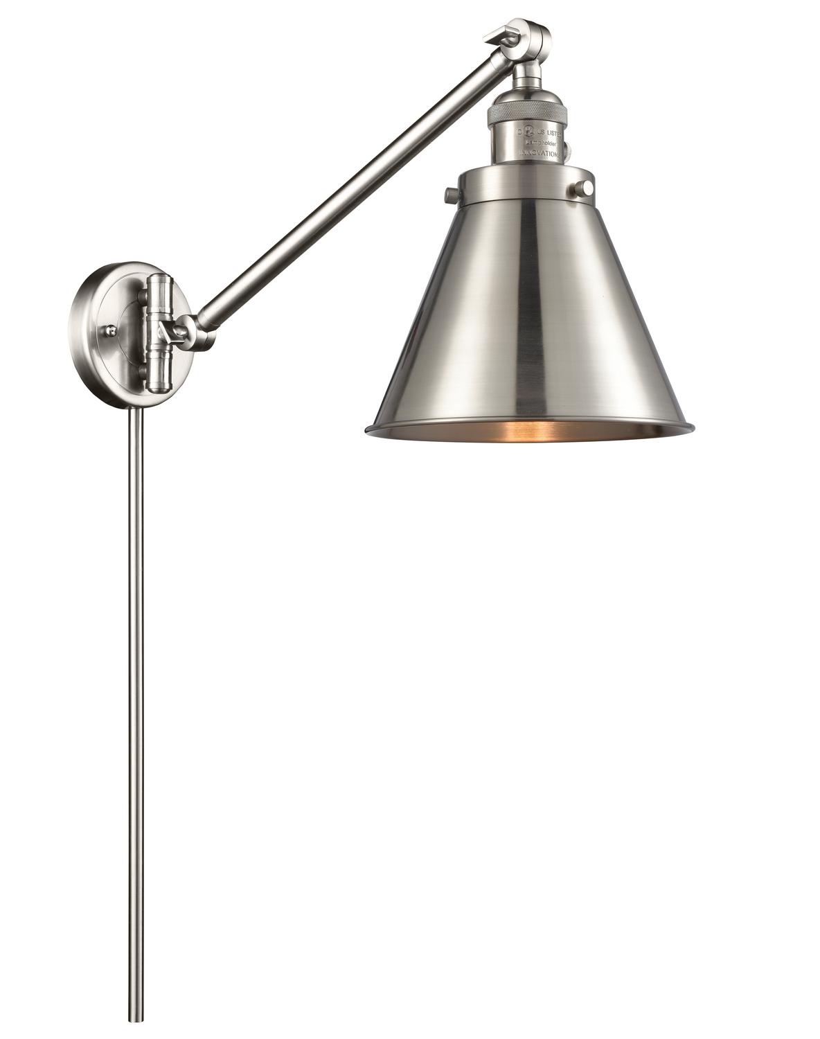 One Light Swing Arm by Innovations - Franklin Restoration Collection, Brushed Satin Nickel Finish - 237-SN-M13-SN