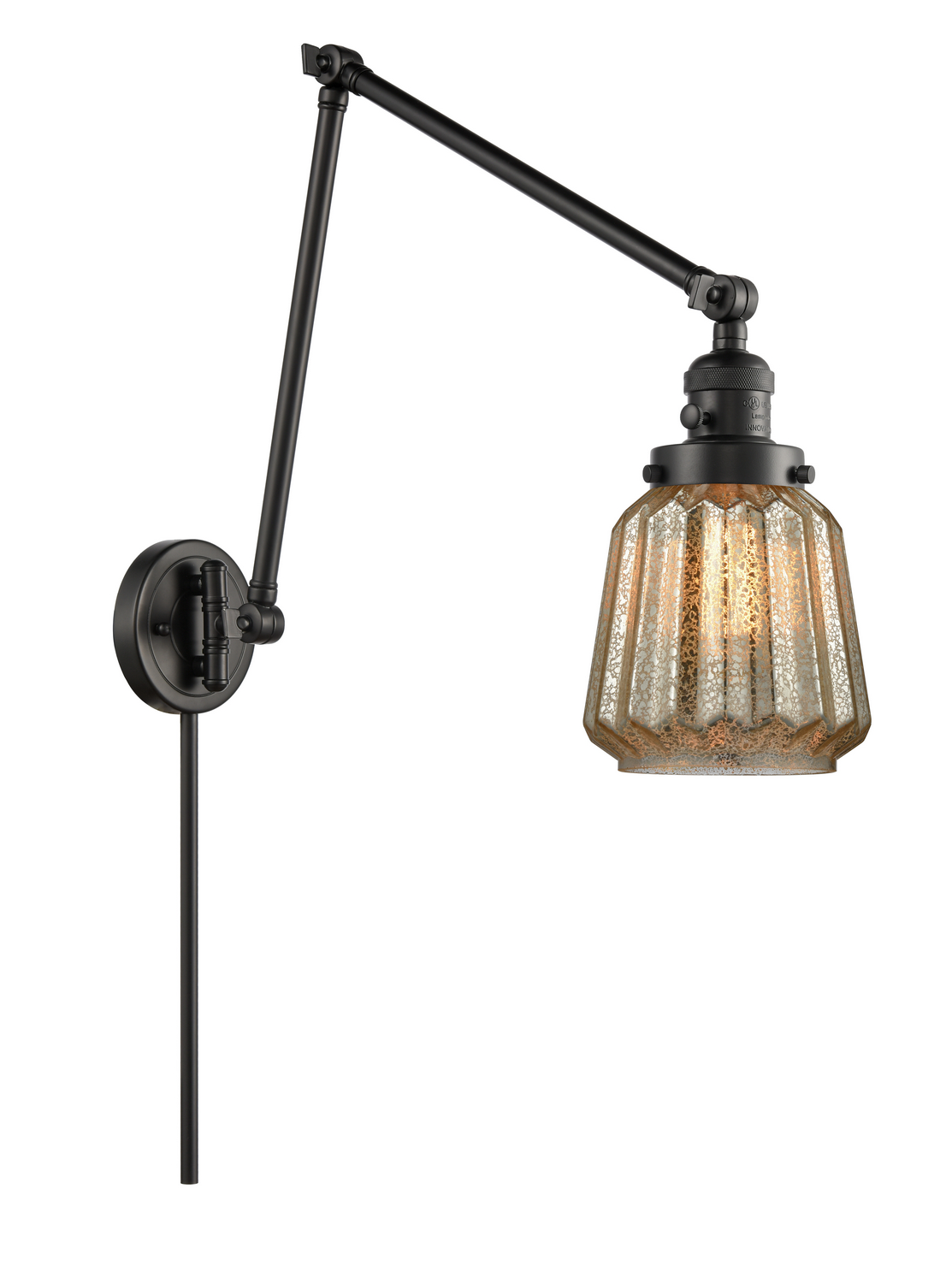 One Light Swing Arm by Innovations - Franklin Restoration Collection, Matte Black Finish - 238-BK-G146