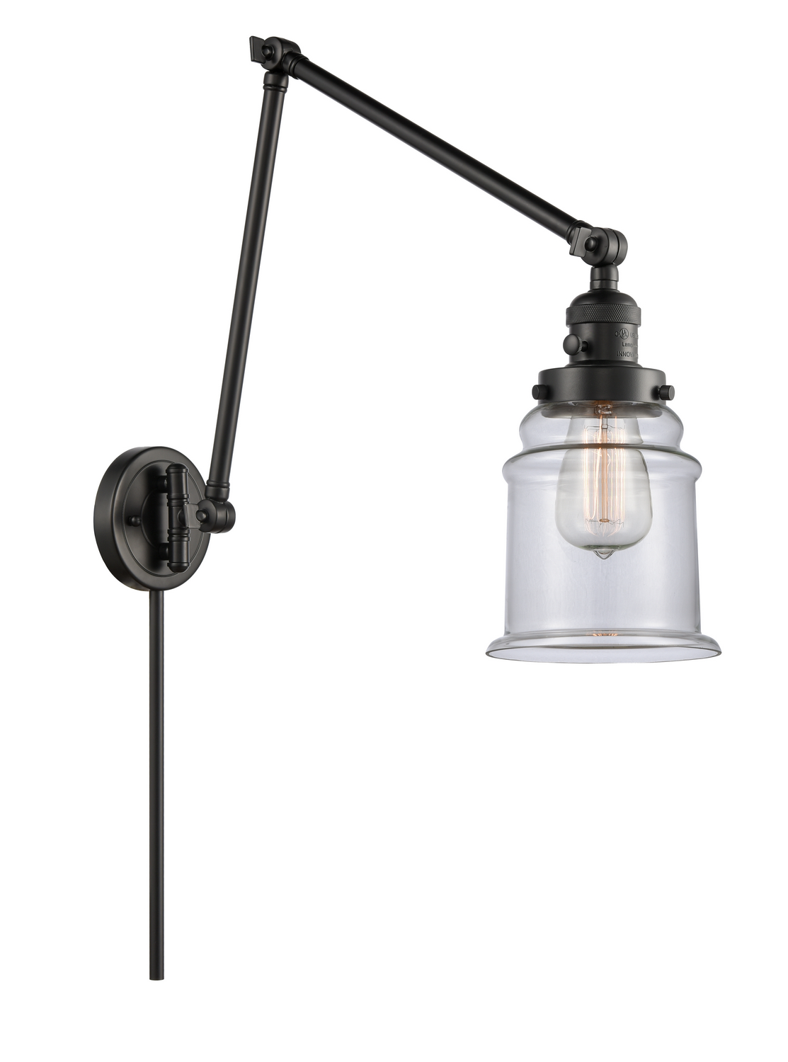 One Light Swing Arm by Innovations - Franklin Restoration Collection, Matte Black Finish - 238-BK-G182