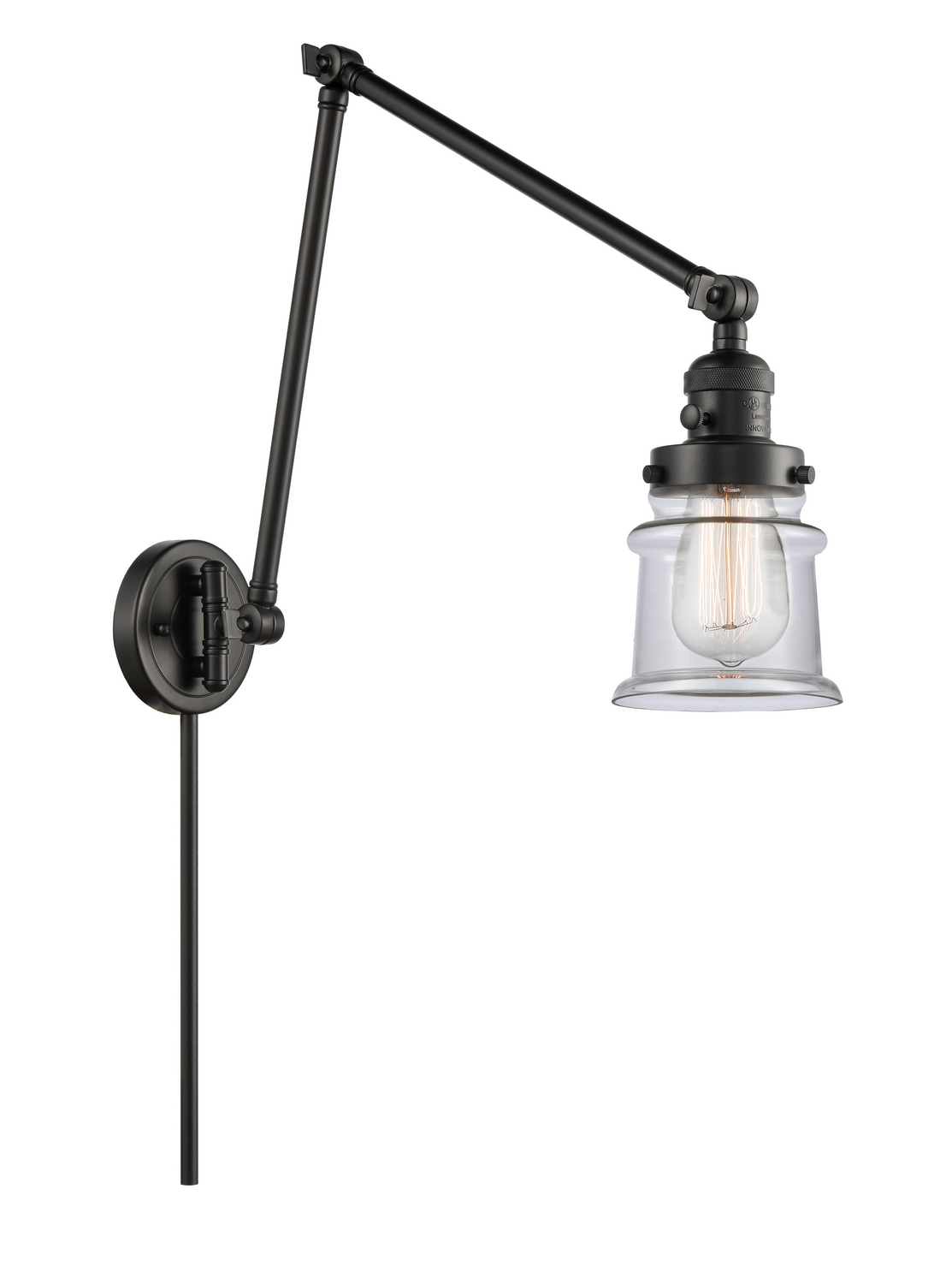 One Light Swing Arm by Innovations - Franklin Restoration Collection, Matte Black Finish - 238-BK-G182S