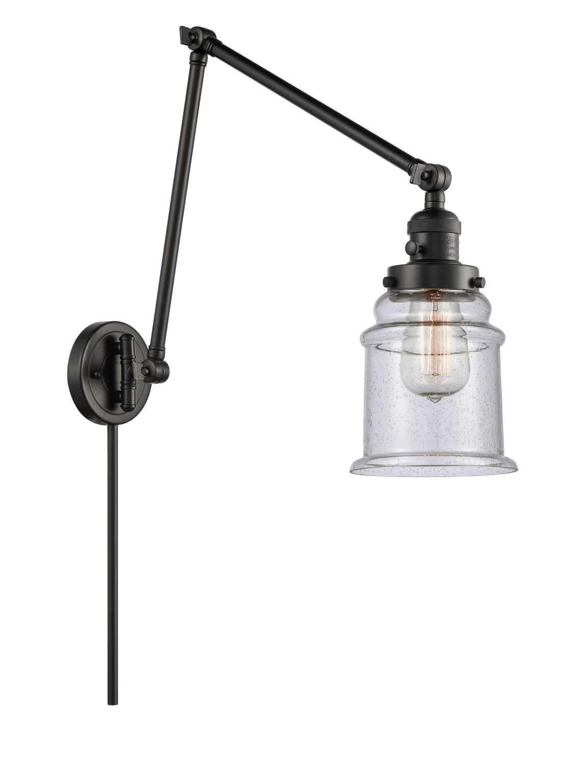 One Light Swing Arm by Innovations - Franklin Restoration Collection, Matte Black Finish - 238-BK-G184