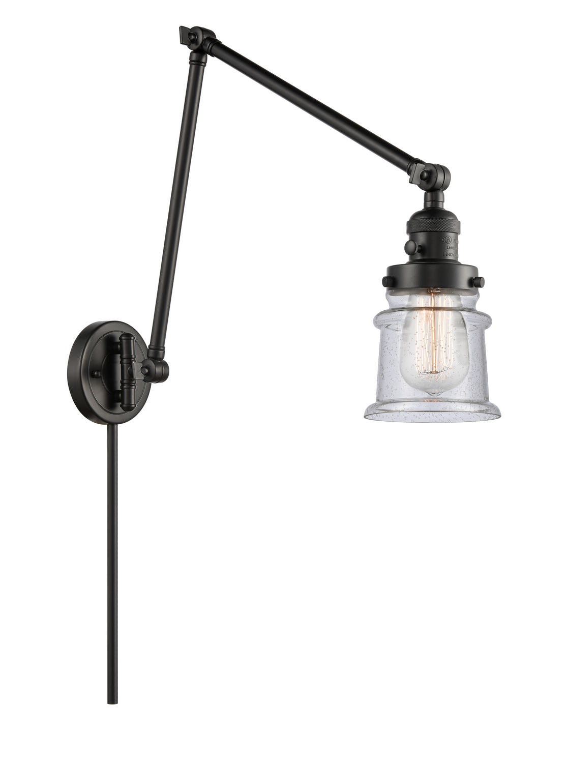 One Light Swing Arm by Innovations - Franklin Restoration Collection, Matte Black Finish - 238-BK-G184S