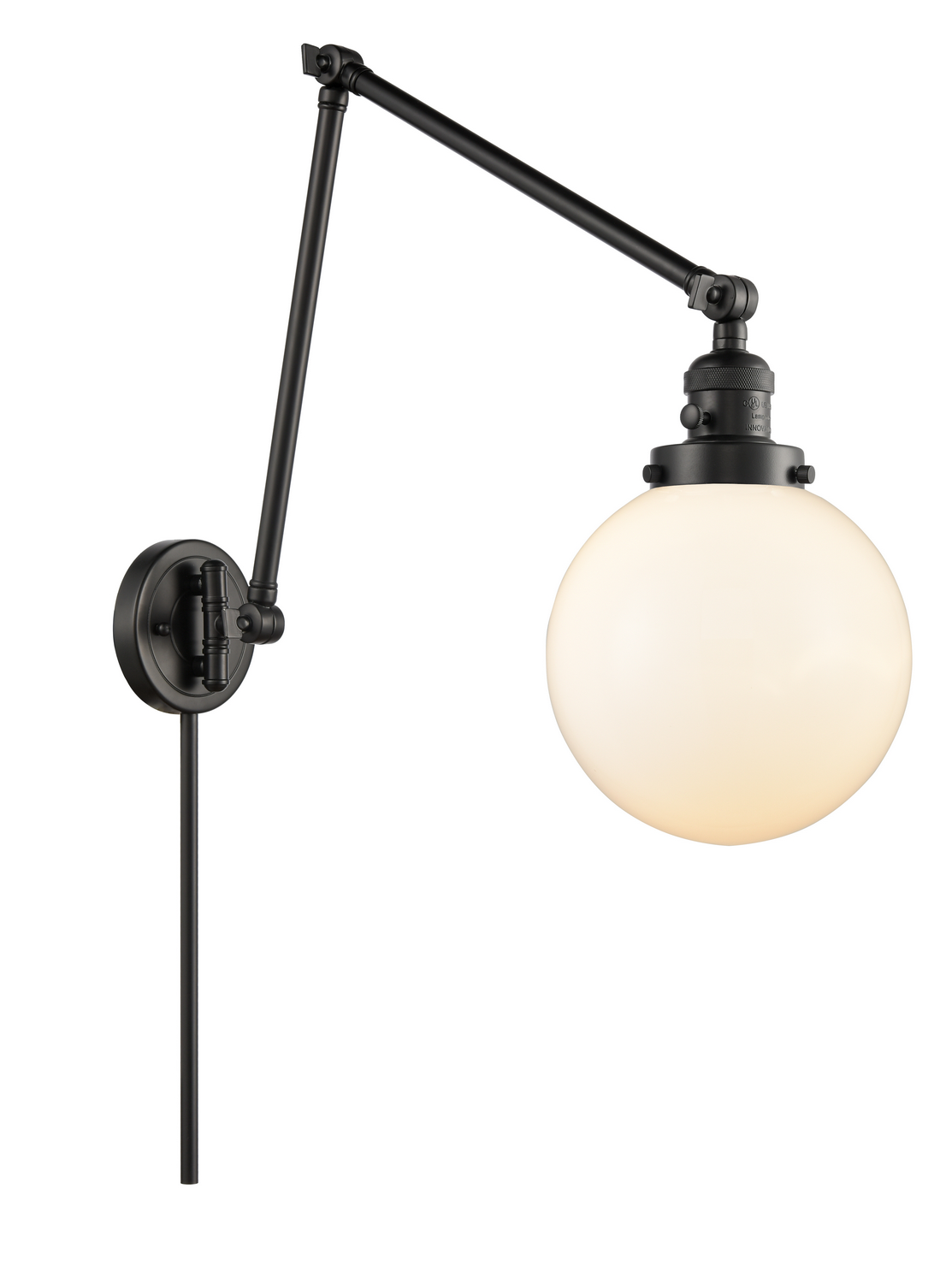 One Light Swing Arm by Innovations - Franklin Restoration Collection, Matte Black Finish - 238-BK-G201-8