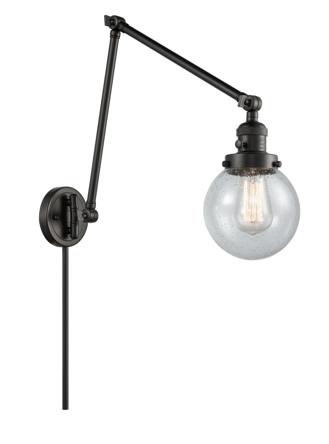 One Light Swing Arm by Innovations - Franklin Restoration Collection, Matte Black Finish - 238-BK-G204-6