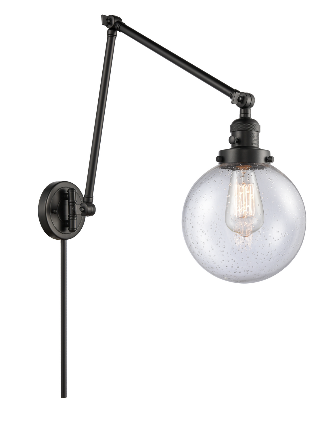 One Light Swing Arm by Innovations - Franklin Restoration Collection, Matte Black Finish - 238-BK-G204-8