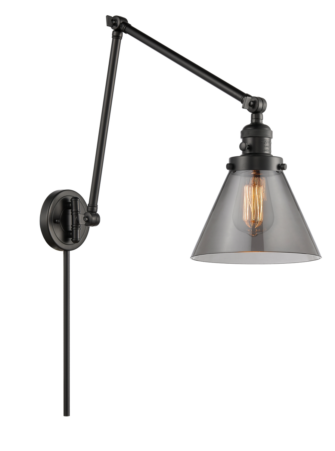 One Light Swing Arm by Innovations - Franklin Restoration Collection, Matte Black Finish - 238-BK-G43