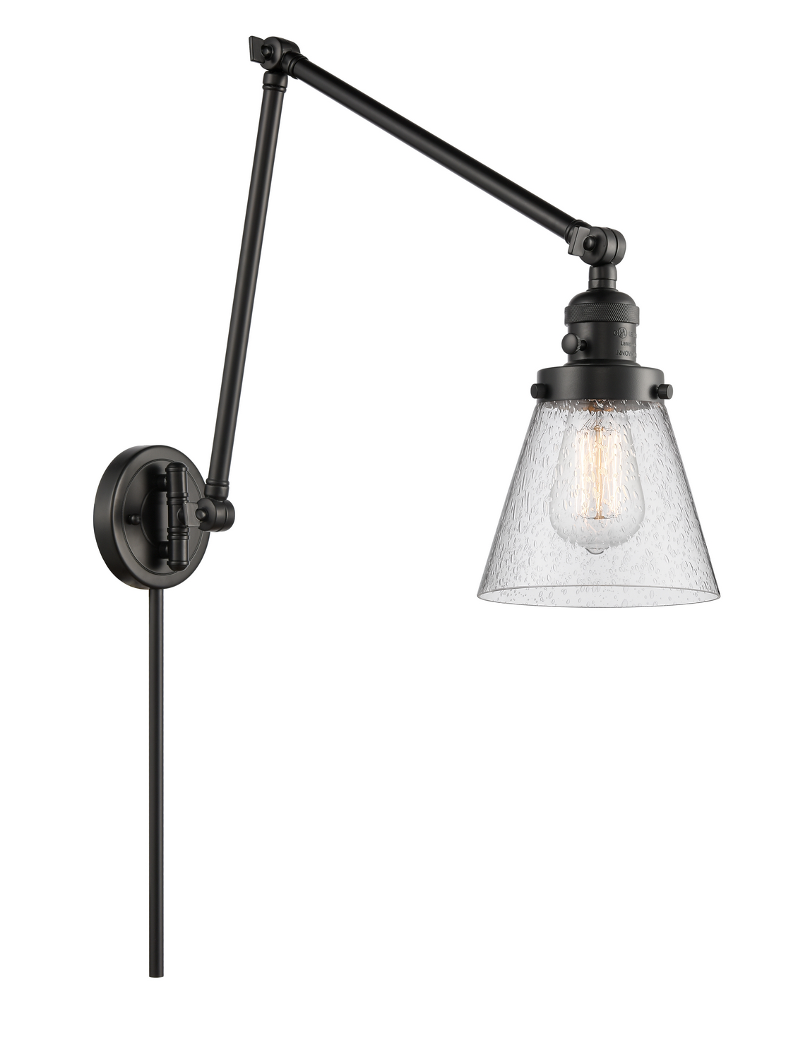 One Light Swing Arm by Innovations - Franklin Restoration Collection, Matte Black Finish - 238-BK-G64