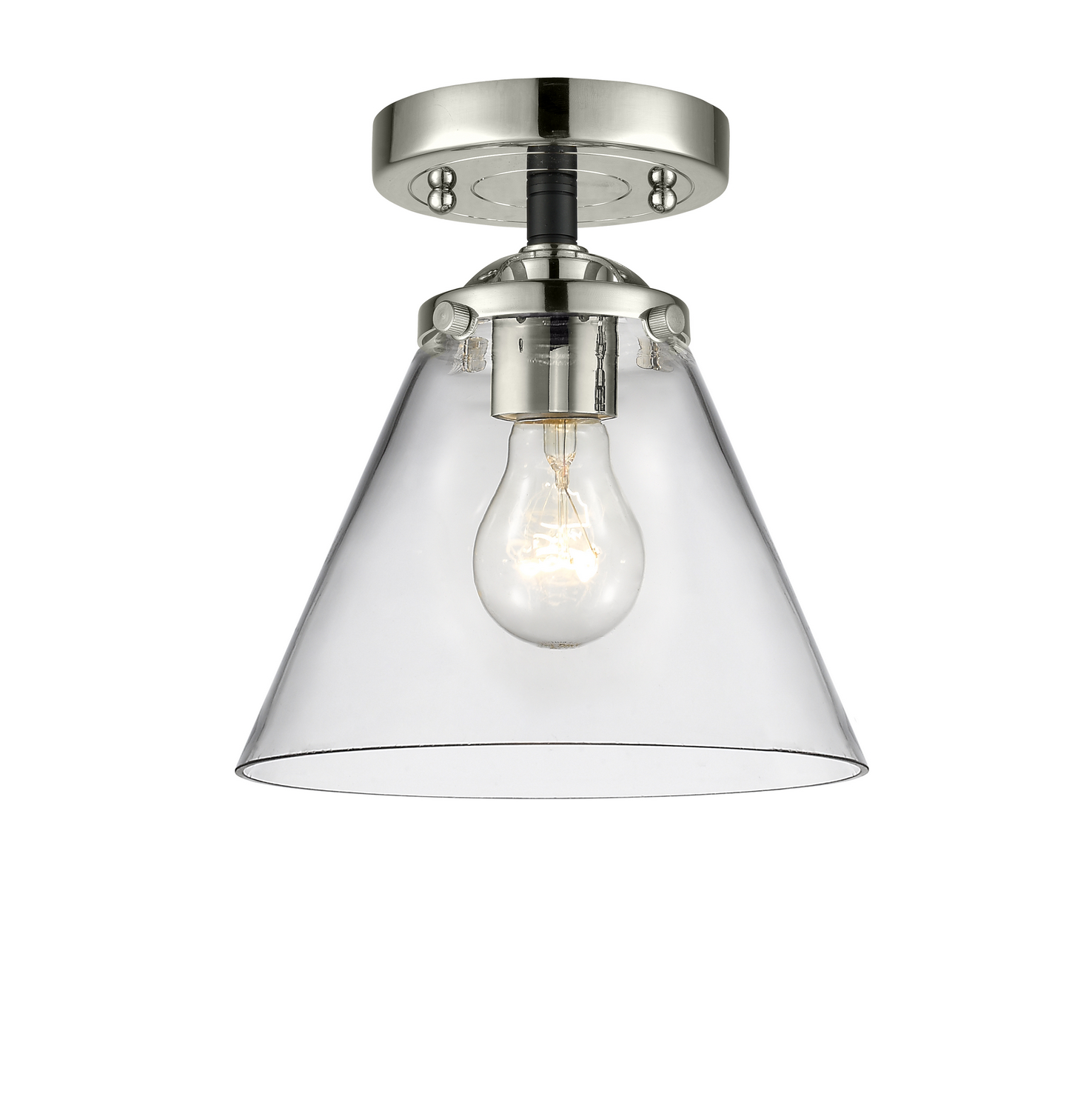 One Light Semi-Flush Mount by Innovations - Nouveau Collection, Black Polished Nickel Finish - 284-1C-BPN-G42