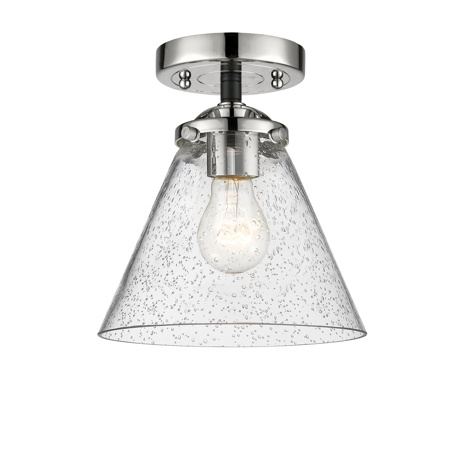 One Light Semi-Flush Mount by Innovations - Nouveau Collection, Black Polished Nickel Finish - 284-1C-BPN-G44