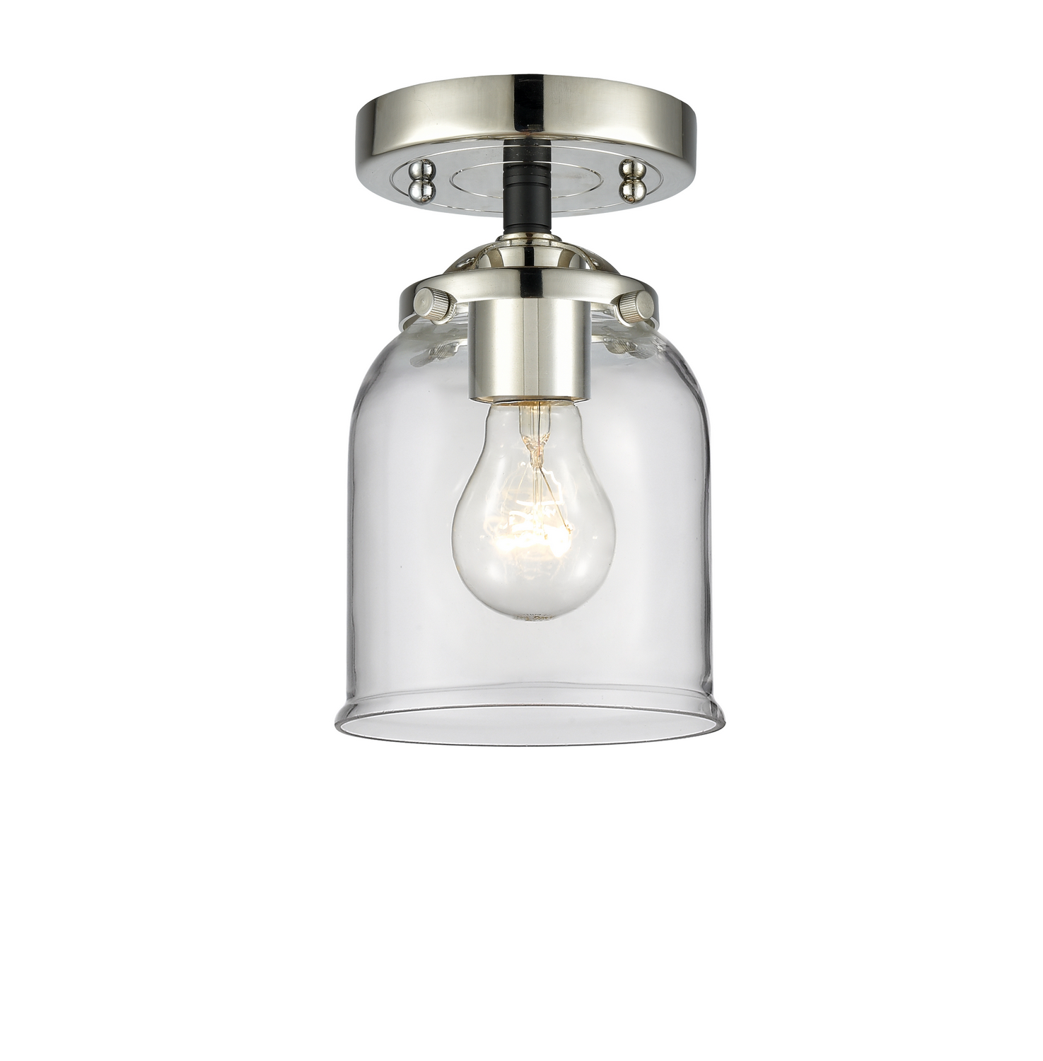 One Light Semi-Flush Mount by Innovations - Nouveau Collection, Black Polished Nickel Finish - 284-1C-BPN-G52