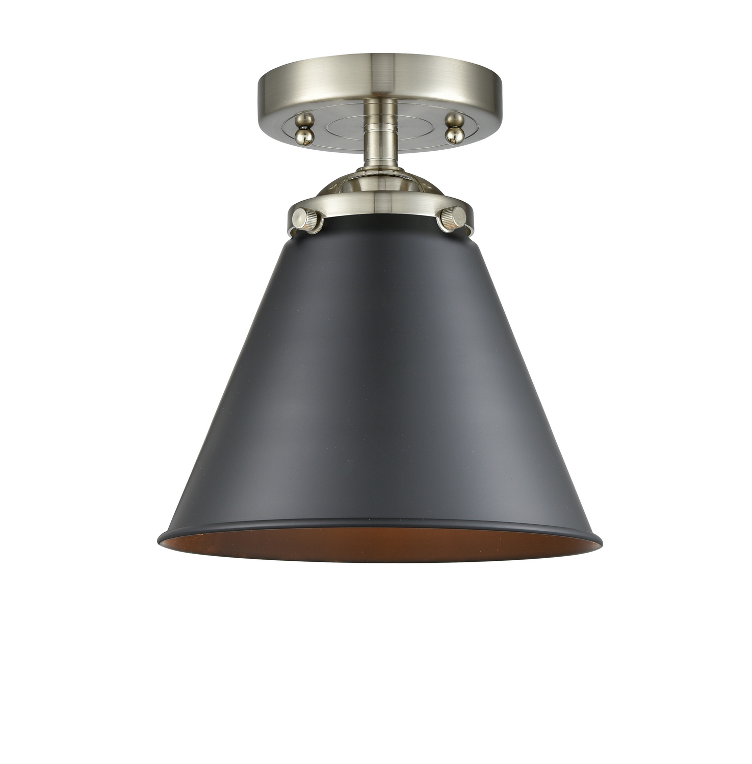 One Light Semi-Flush Mount by Innovations - Nouveau Collection, Brushed Satin Nickel Finish - 284-1C-SN-M13-BK