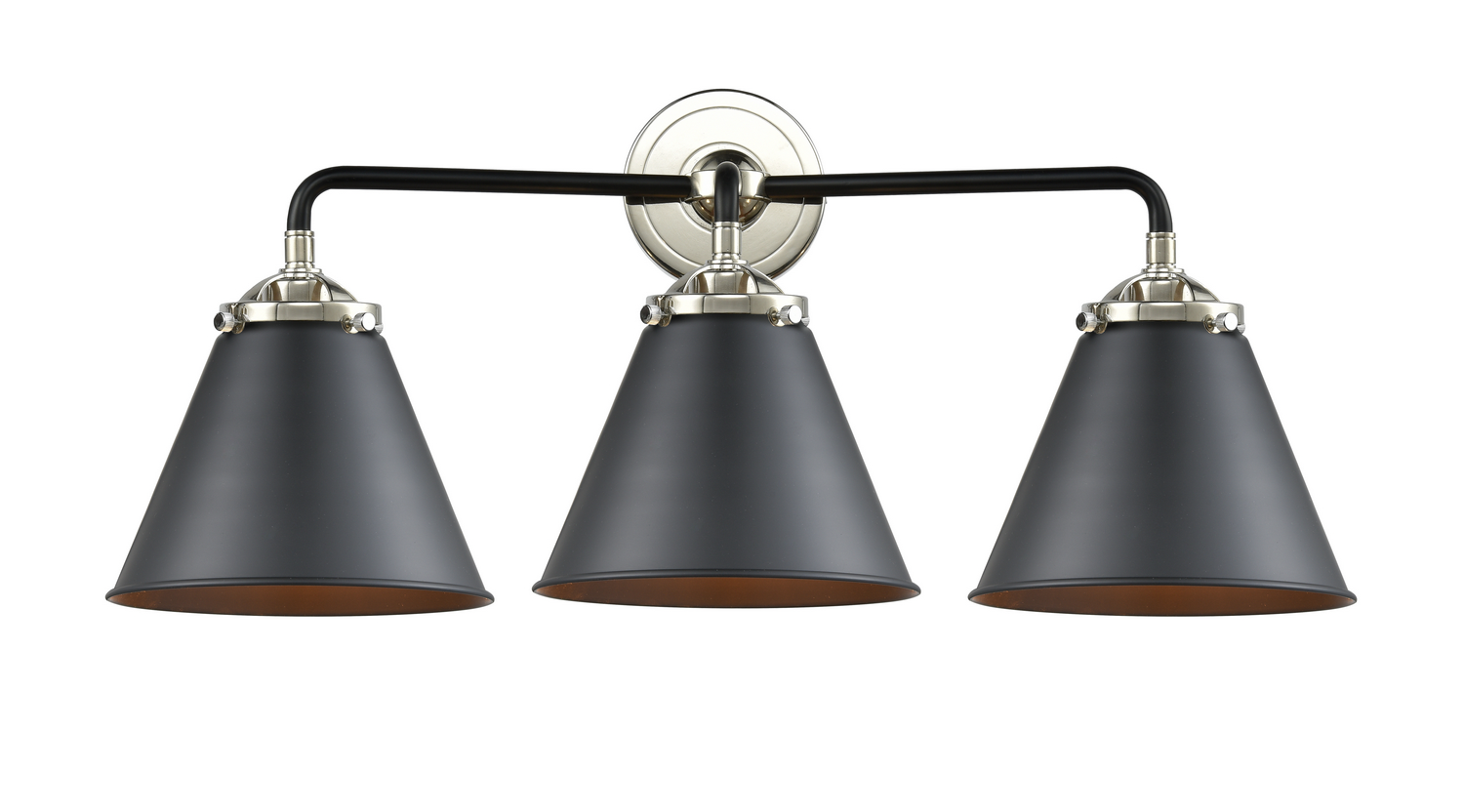 Three Light Bath Vanity by Innovations - Nouveau Collection, Black Polished Nickel Finish - 284-3W-BPN-M13-BK