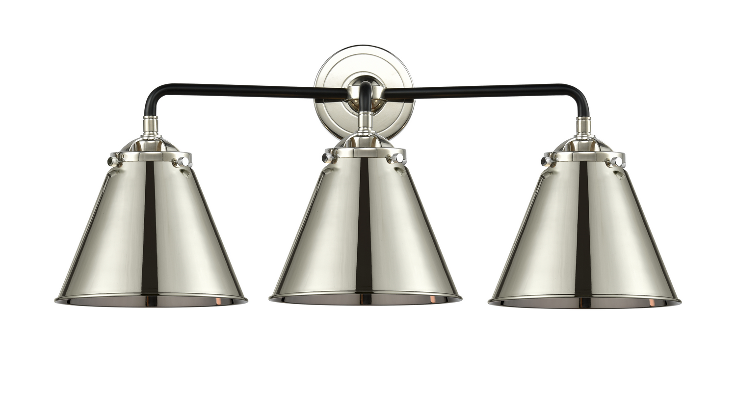 Three Light Bath Vanity by Innovations - Nouveau Collection, Black Polished Nickel Finish - 284-3W-BPN-M13-PN