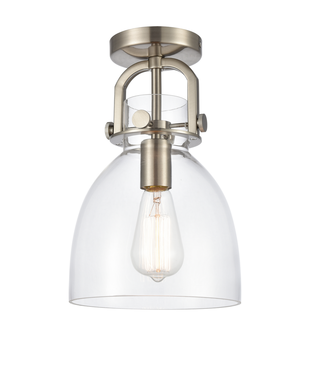One Light Semi-Flush Mount by Innovations - Downtown Urban Collection, Brushed Satin Nickel Finish - 412-1F-SN-8CL