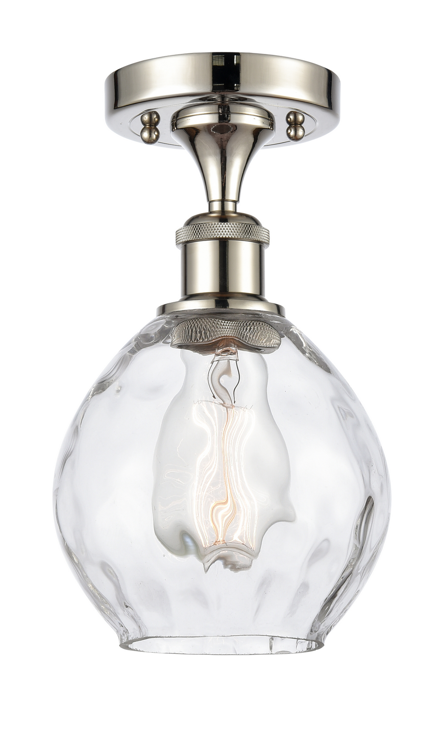 One Light Semi-Flush Mount by Innovations - Ballston Collection, Polished Nickel Finish - 516-1C-PN-G362