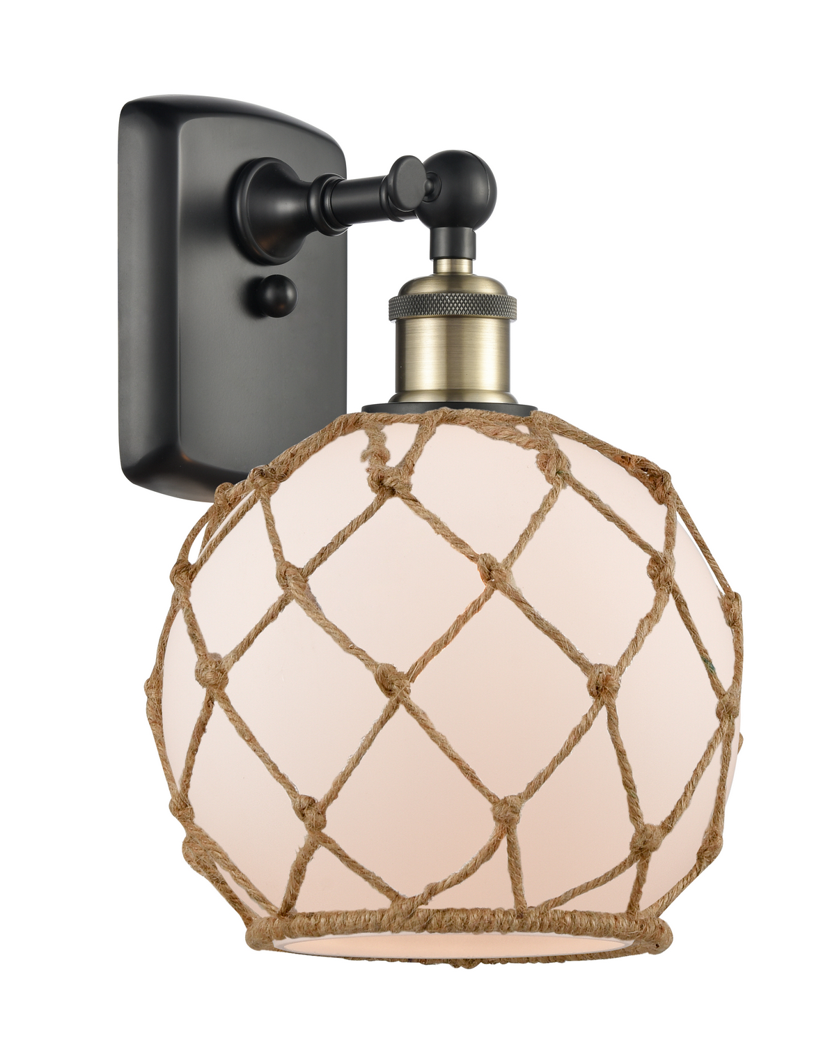 One Light Wall Sconce by Innovations - Ballston Collection, Black Antique Brass Finish - 516-1W-BAB-G121-8RB