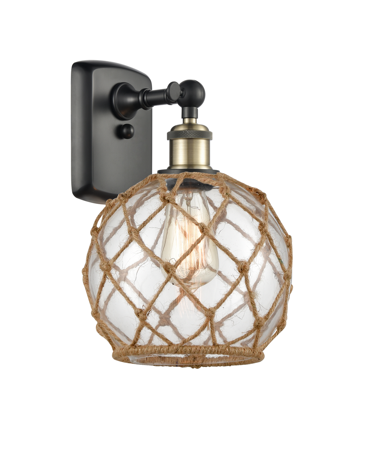 One Light Wall Sconce by Innovations - Ballston Collection, Black Antique Brass Finish - 516-1W-BAB-G122-8RB