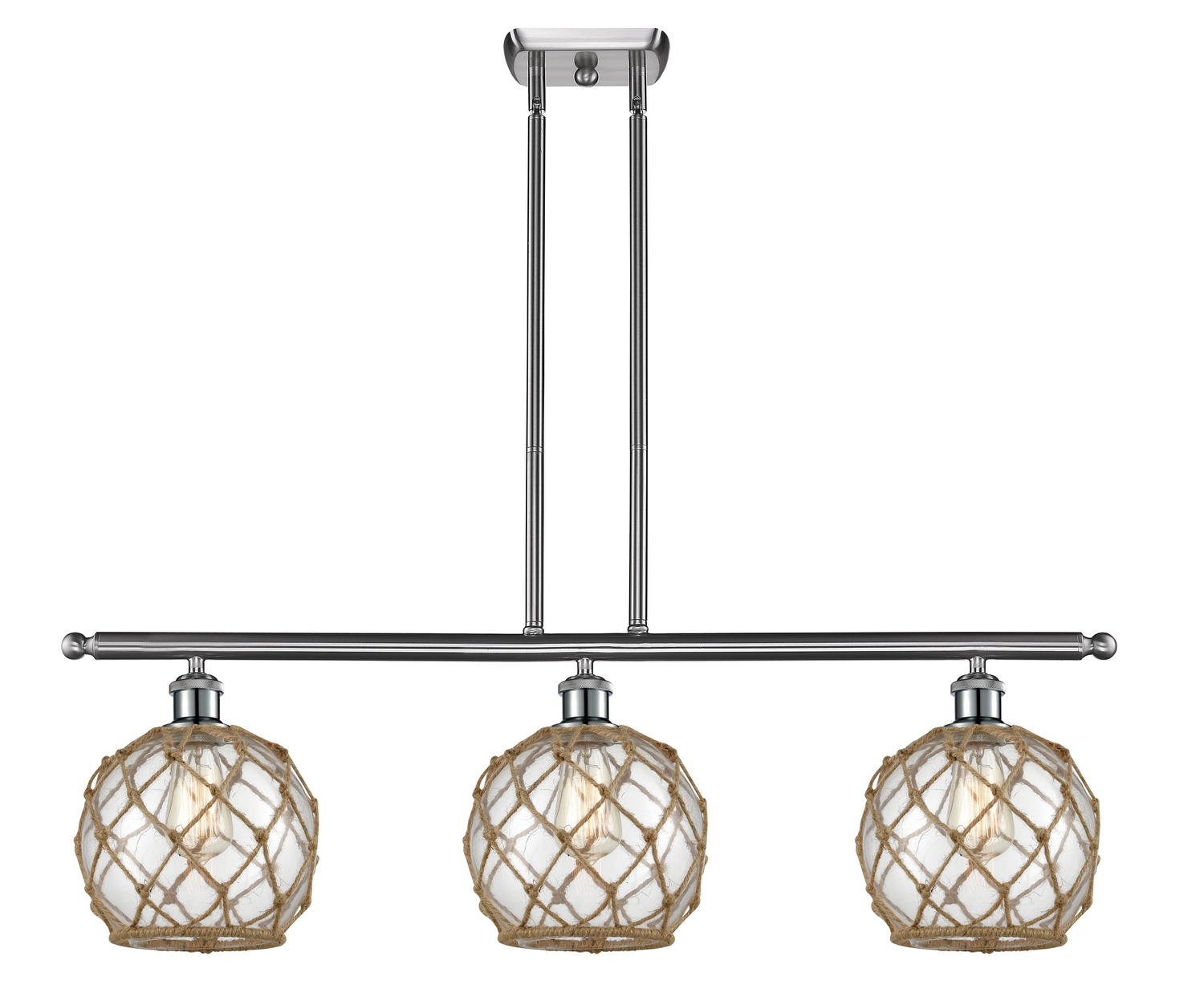 Three Light Island Pendant by Innovations - Ballston Collection, Brushed Satin Nickel Finish - 516-3I-SN-G122-8RB