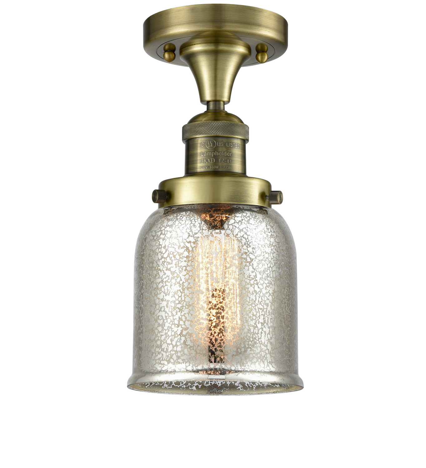LED Semi-Flush Mount by Innovations - Franklin Restoration Collection, Antique Brass Finish - 517-1CH-AB-G58-LED