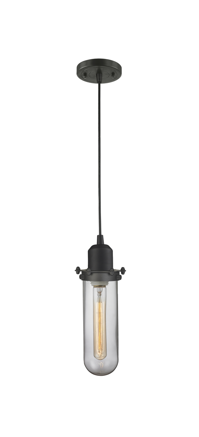 One Light Mini Pendant by Innovations - Austere Collection, Oil Rubbed Bronze Finish - 900-1P-OB-CE228-OB-CL