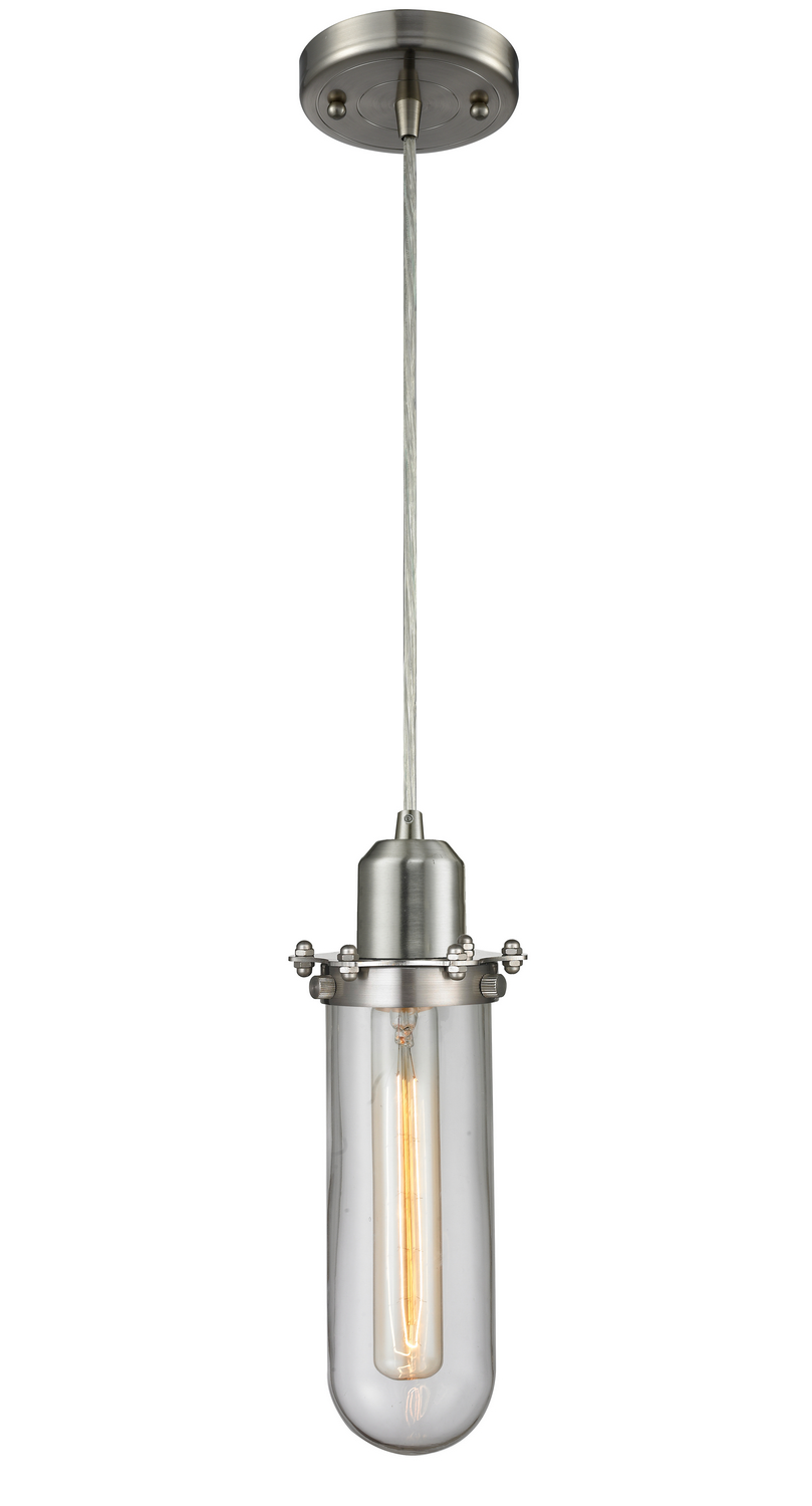 One Light Mini Pendant by Innovations - Austere Collection, Brushed Satin Nickel Finish - 900-1P-SN-CE228-SN-CL