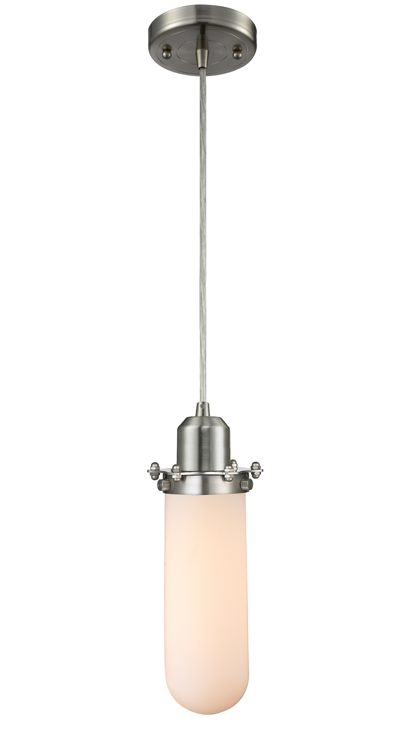 One Light Mini Pendant by Innovations - Austere Collection, Brushed Satin Nickel Finish - 900-1P-SN-CE228-SN-W