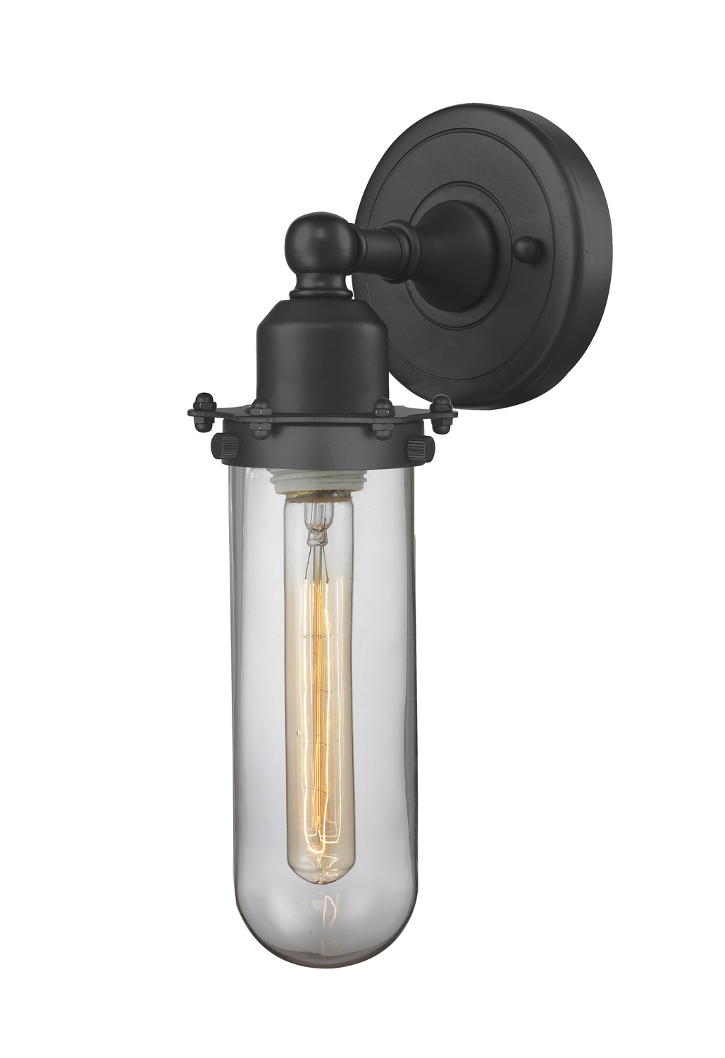 One Light Wall Sconce by Innovations - Austere Collection, Matte Black Finish - 900-1W-BK-CE228-BK-CL