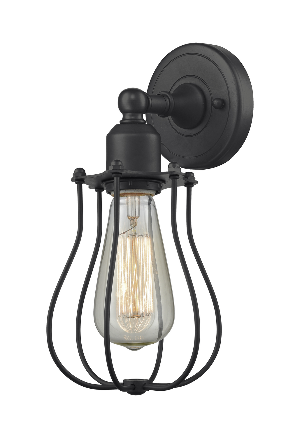 One Light Wall Sconce by Innovations - Austere Collection, Matte Black Finish - 900-1W-BK-CE513-BK