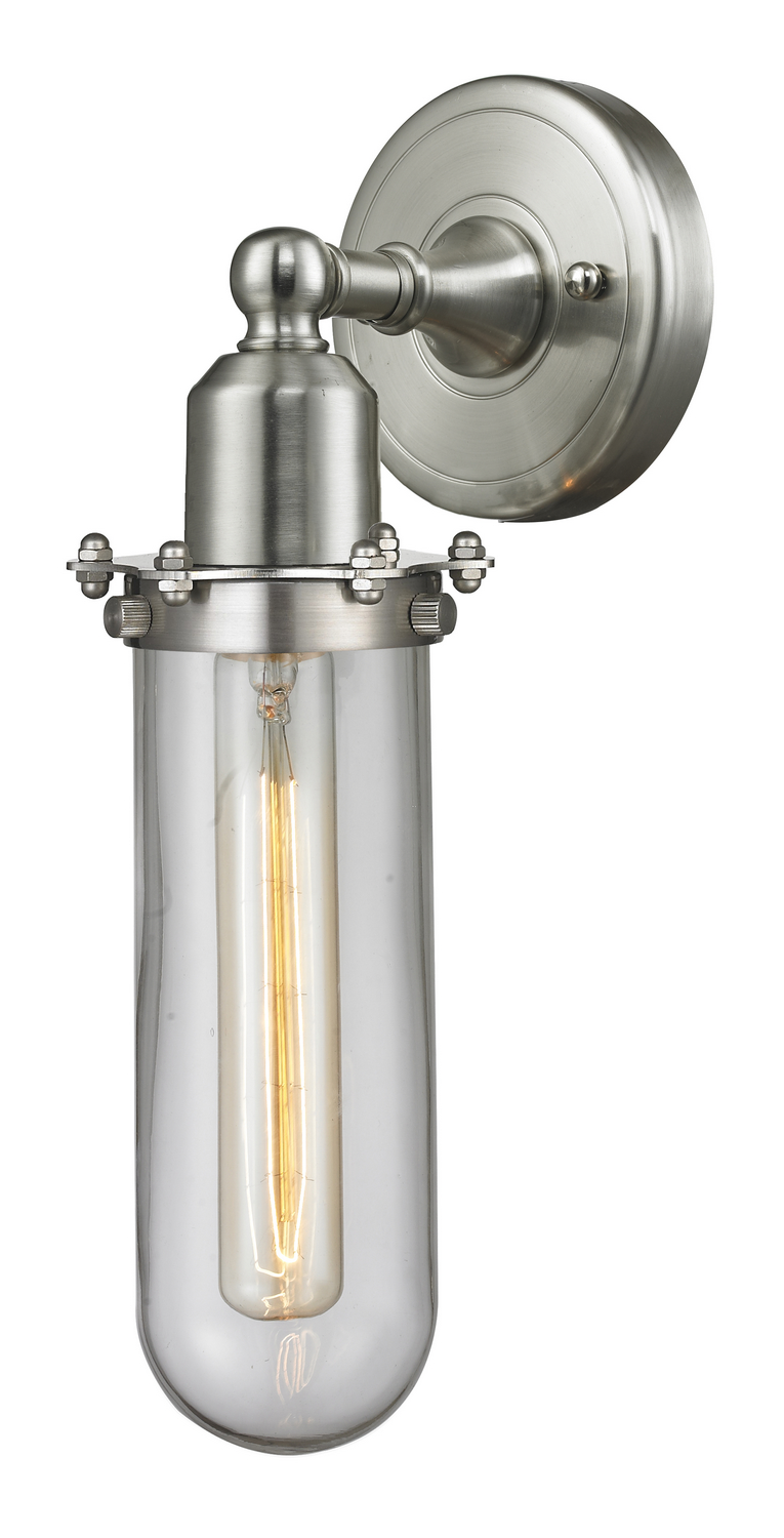 One Light Wall Sconce by Innovations - Austere Collection, Brushed Satin Nickel Finish - 900-1W-SN-CE228-SN-CL