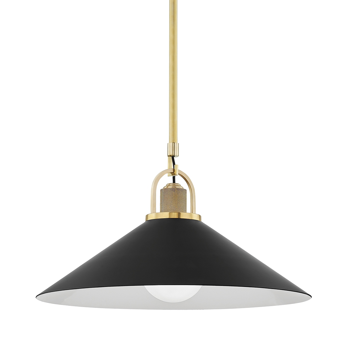 Photos - Chandelier / Lamp Wide Hudson Valley Syosset 1-Light Pendant in Aged Brass with Black 2620-AGB/BK 