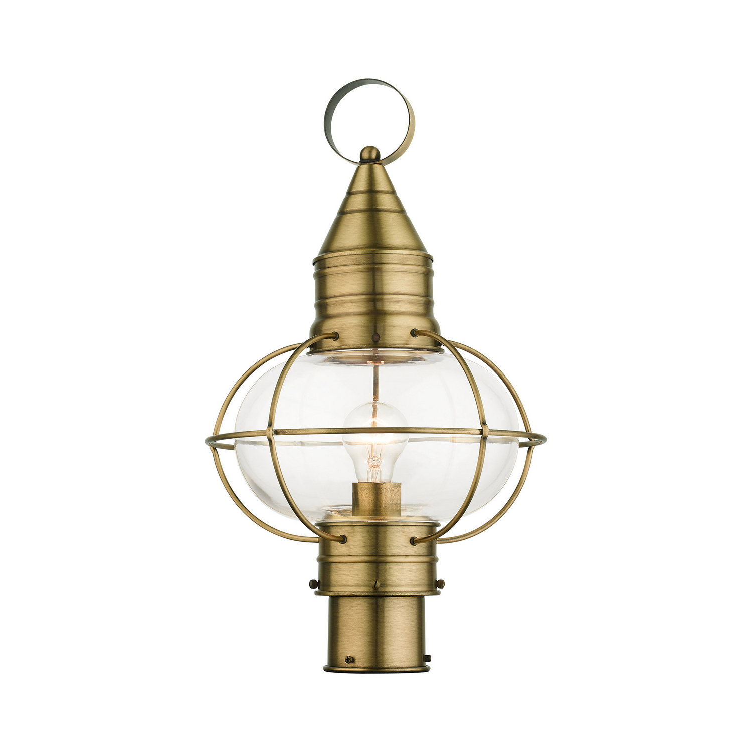 Photos - Chandelier / Lamp Livex Antique Brass One Light Outdoor Post Top Lantern from the Newburyport Collection 26905-01