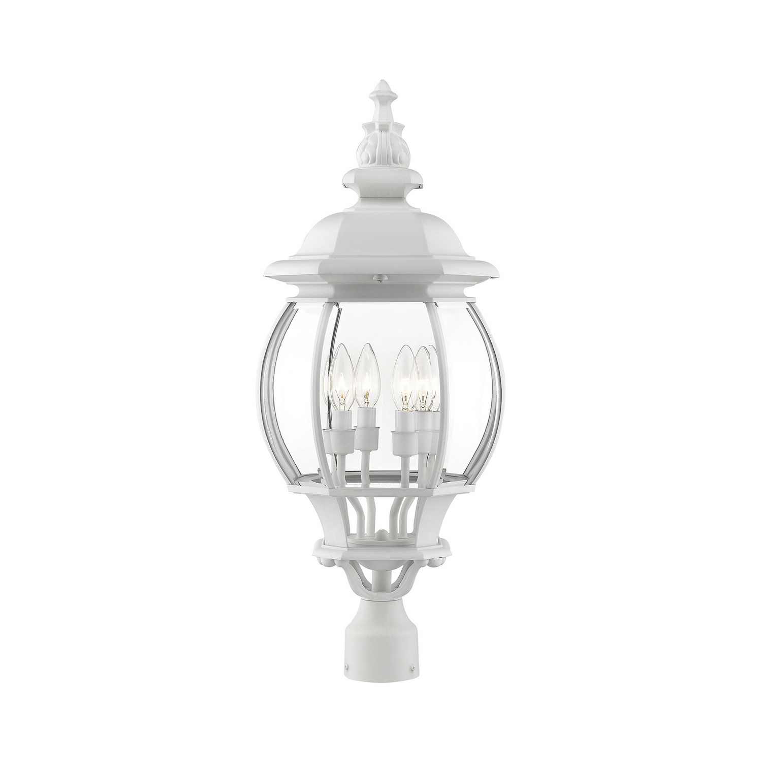 Photos - Chandelier / Lamp Livex Textured White Four Light Outdoor Post Top Lantern from the Frontenac Collection 7703-13