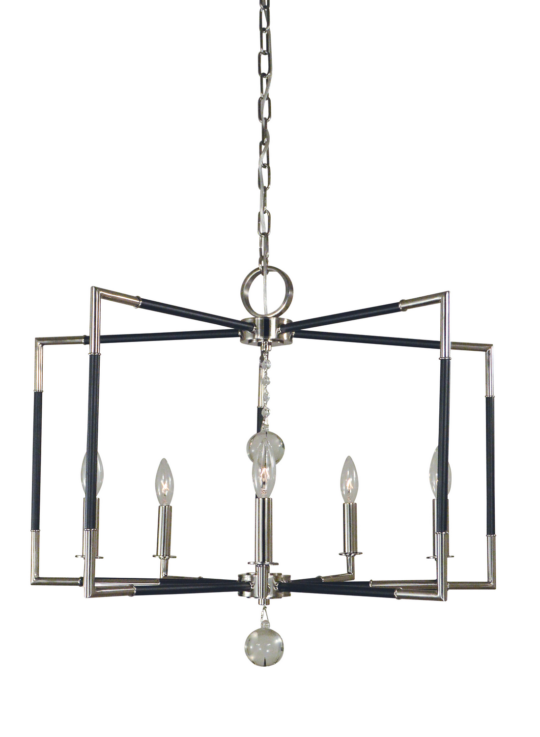 Framburg Felicity Five Light Chandelier in Polished Nickel with Matte Black Accents - 5046 PN/MBLACK