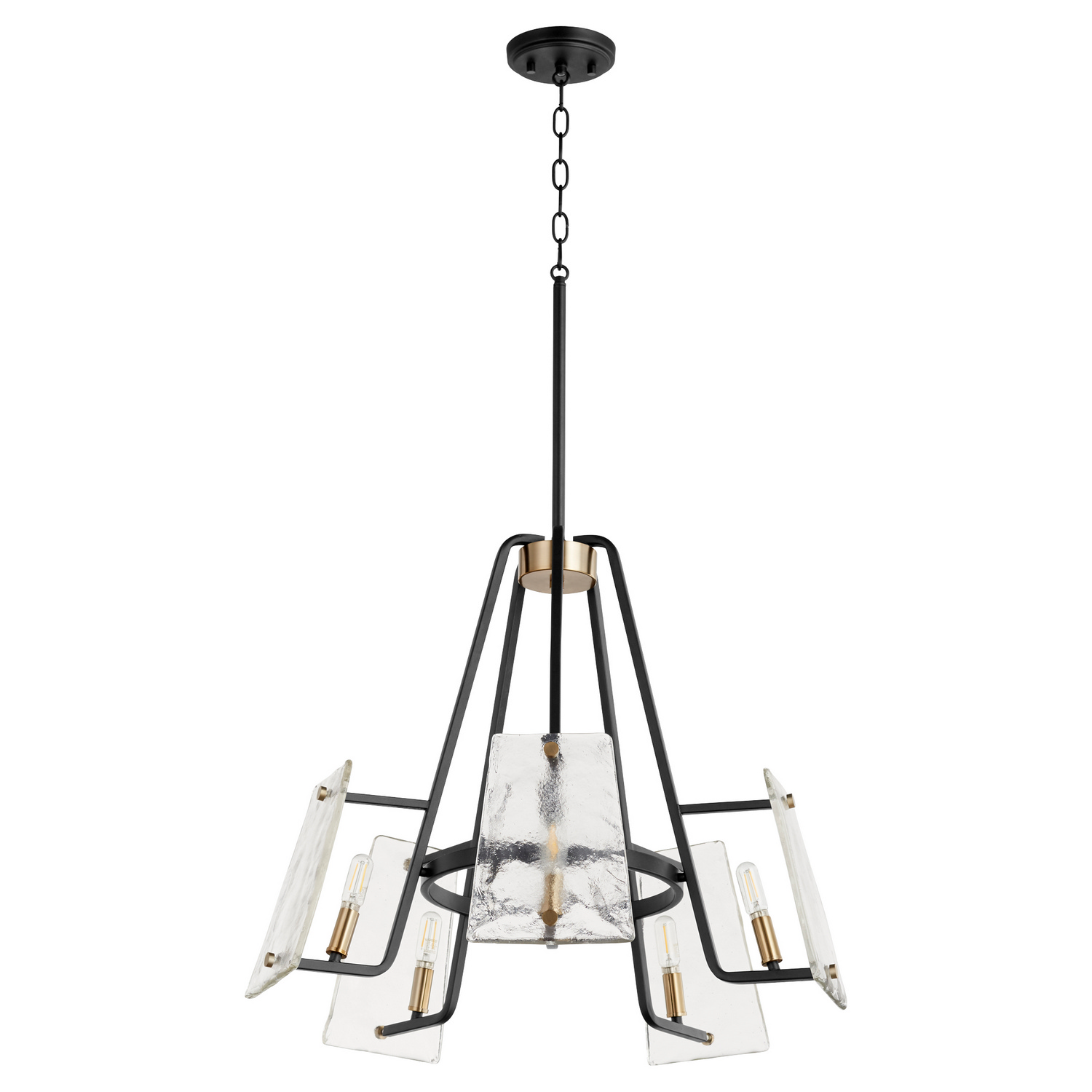 Photos - Chandelier / Lamp Quorum International Tioga 5-Light Chandelier in Textured Black w with Aged Brass 637-5-69