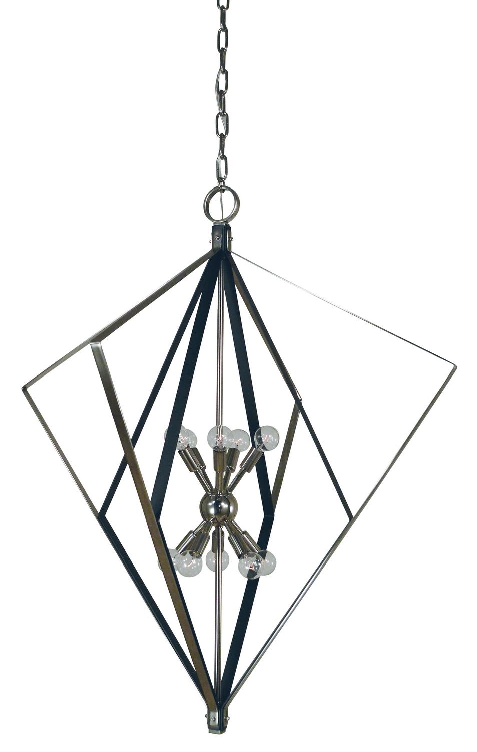 Framburg Zoe Ten Light Foyer Chandelier in Polished Nickel with Matte Black Accents - 3023 PN/MBLACK